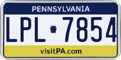 PA license plate LPL7854