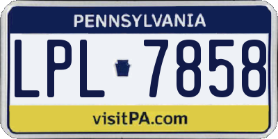 PA license plate LPL7858