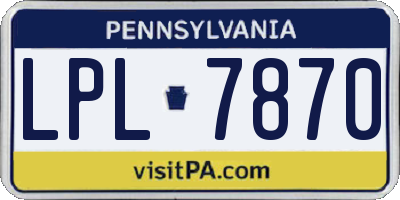 PA license plate LPL7870
