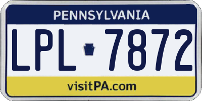 PA license plate LPL7872