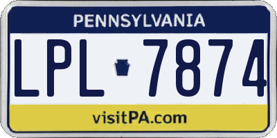 PA license plate LPL7874