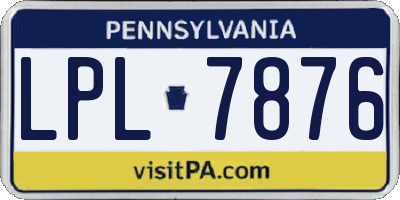 PA license plate LPL7876