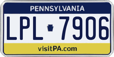 PA license plate LPL7906