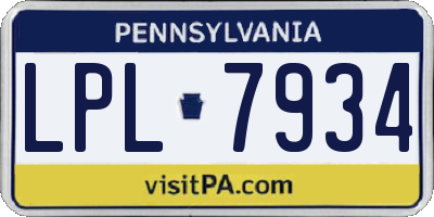 PA license plate LPL7934