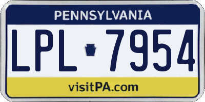 PA license plate LPL7954