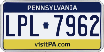 PA license plate LPL7962
