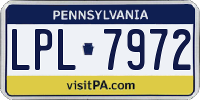 PA license plate LPL7972