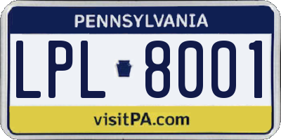 PA license plate LPL8001