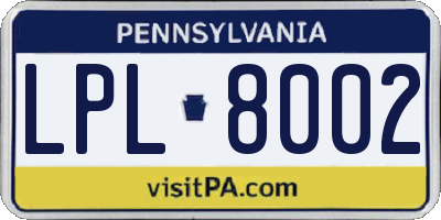 PA license plate LPL8002