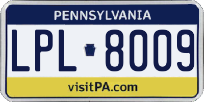 PA license plate LPL8009