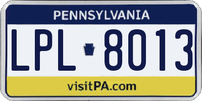 PA license plate LPL8013