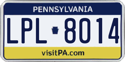 PA license plate LPL8014