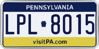 PA license plate LPL8015