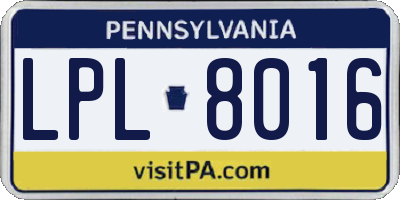 PA license plate LPL8016