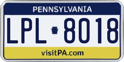PA license plate LPL8018