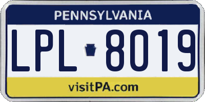 PA license plate LPL8019