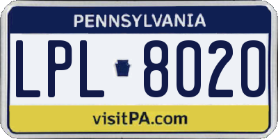 PA license plate LPL8020