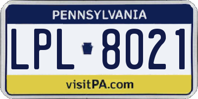 PA license plate LPL8021