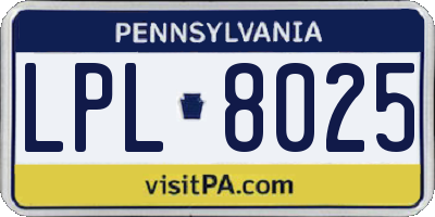PA license plate LPL8025
