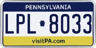 PA license plate LPL8033