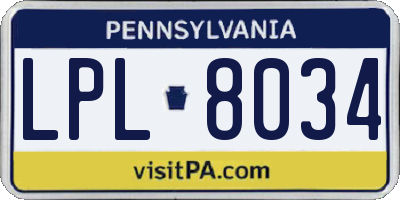 PA license plate LPL8034