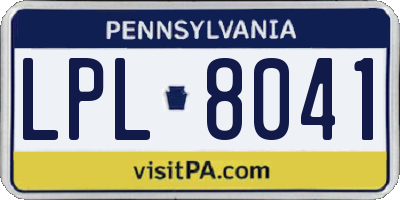 PA license plate LPL8041