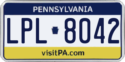 PA license plate LPL8042
