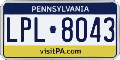 PA license plate LPL8043