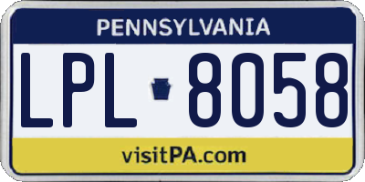 PA license plate LPL8058
