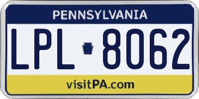 PA license plate LPL8062
