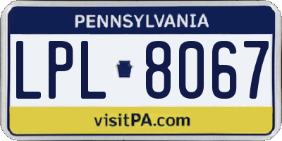 PA license plate LPL8067