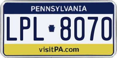 PA license plate LPL8070
