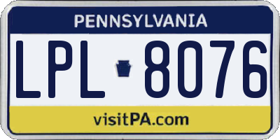 PA license plate LPL8076