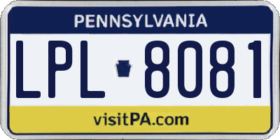 PA license plate LPL8081