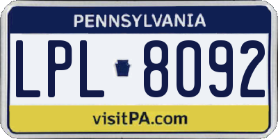 PA license plate LPL8092