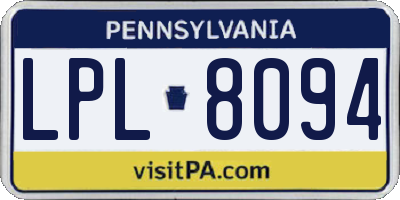 PA license plate LPL8094