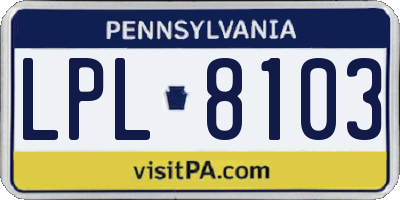 PA license plate LPL8103