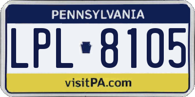 PA license plate LPL8105