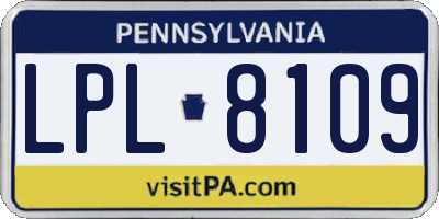 PA license plate LPL8109