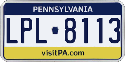 PA license plate LPL8113
