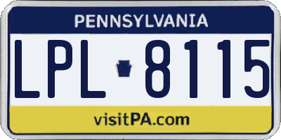 PA license plate LPL8115