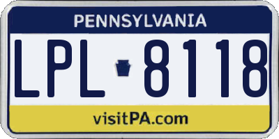 PA license plate LPL8118