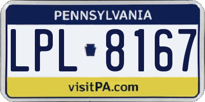 PA license plate LPL8167