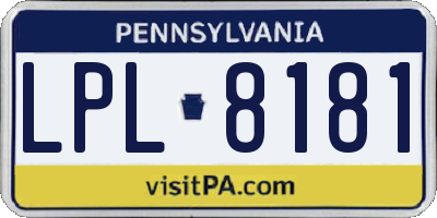 PA license plate LPL8181