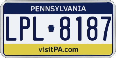 PA license plate LPL8187