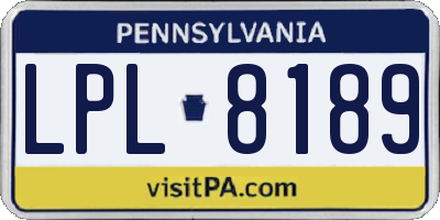 PA license plate LPL8189