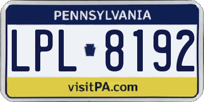 PA license plate LPL8192