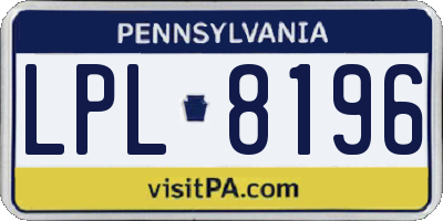 PA license plate LPL8196