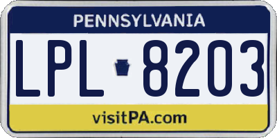 PA license plate LPL8203