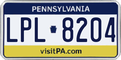 PA license plate LPL8204